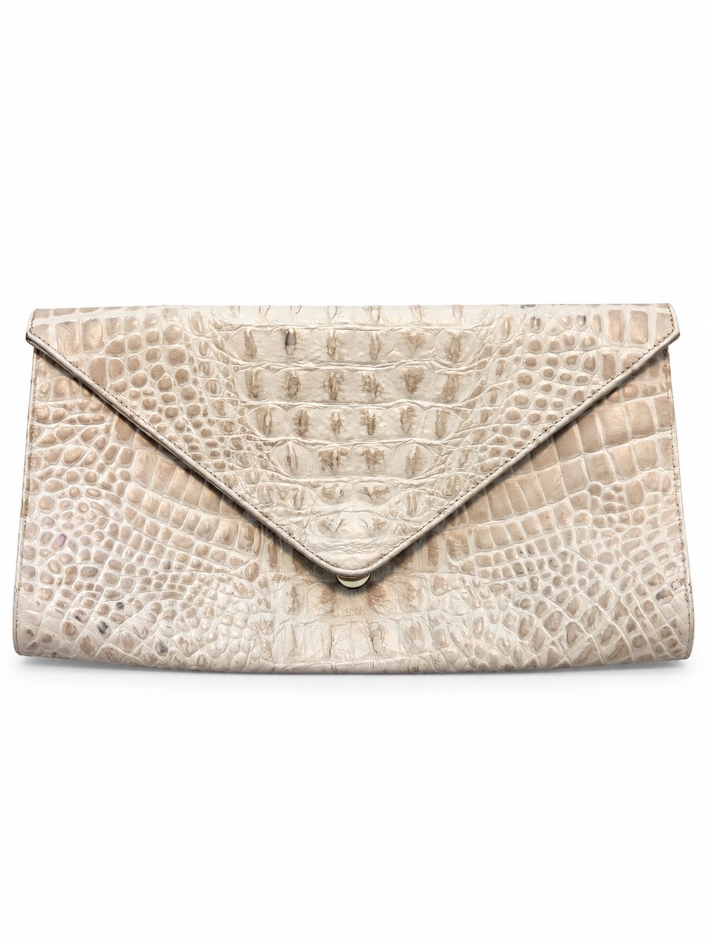 JJ Winters Ivory Croc-Embossed Leather Envelope Clutch